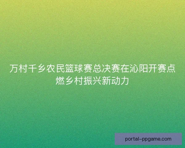 万村千乡农民篮球赛总决赛在沁阳开赛点燃乡村振兴新动力